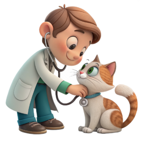 un vétérinaire qui ausculte un chat avec son stétoscope